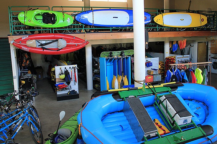 The OP Rental Barn offers rafts, kayaks, bikes, and loads of camping gear